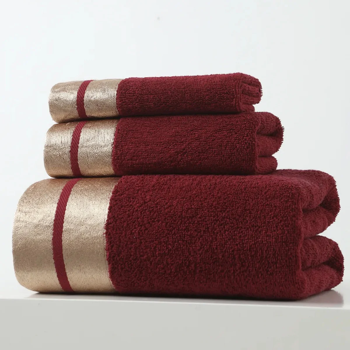 100 Cotton Bath Towel Hand And Face Cloth Three-piece Set — image 7