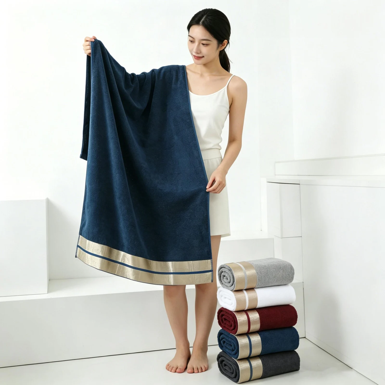 100 Cotton Bath Towel Hand And Face Cloth Three-piece Set — image 8