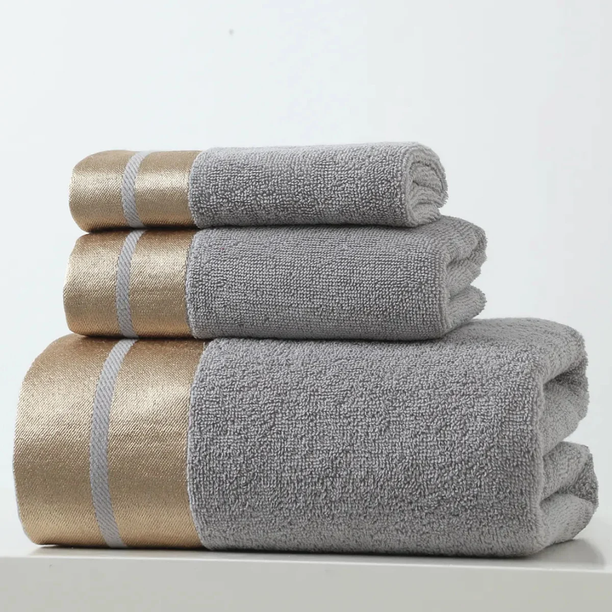 100 Cotton Bath Towel Hand And Face Cloth Three-piece Set — image 5