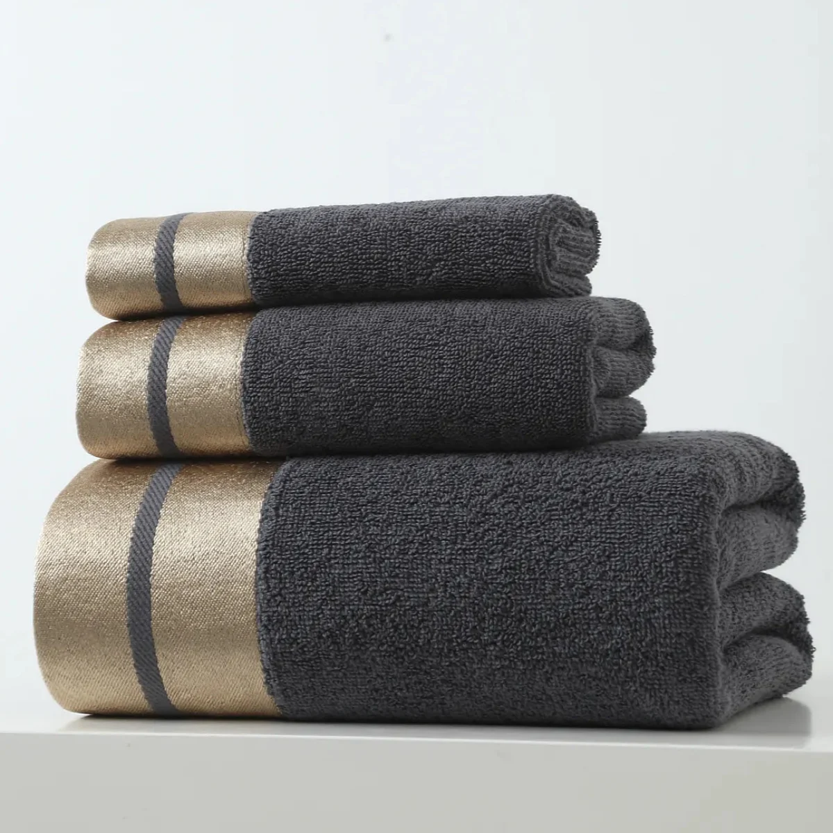 100 Cotton Bath Towel Hand And Face Cloth Three-piece Set — image 2