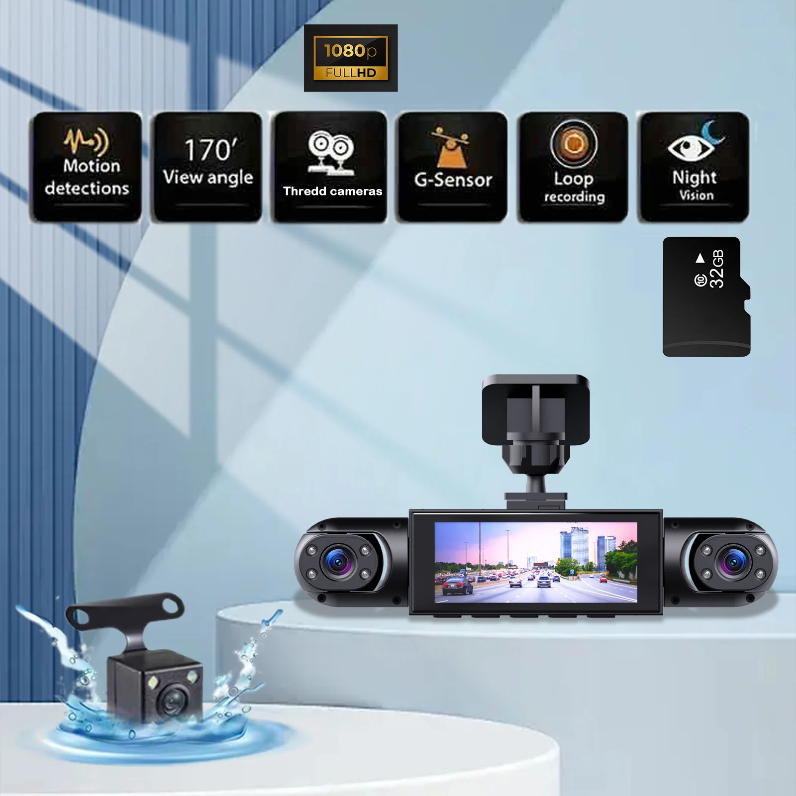 1080P High-definition Driving Recorder With Four Lenses, Night Vision, Front, Back,… — image 5