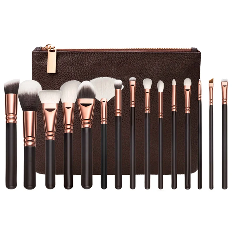 15 Makeup Brush With Bag Rose Gold Multi-function Tool Set — image 3
