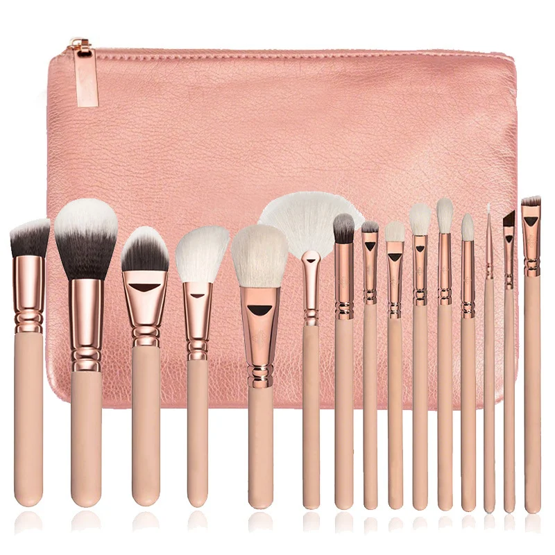 15 Makeup Brush With Bag Rose Gold Multi-function Tool Set — image 4