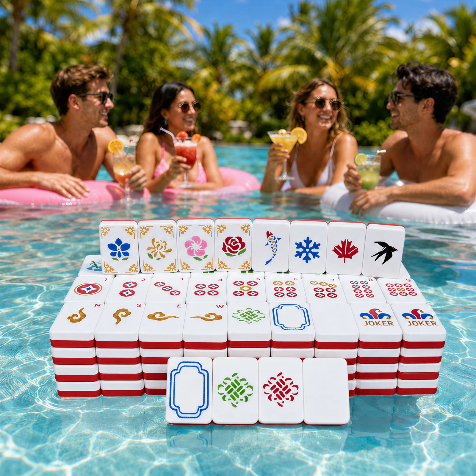 160PCS Floating American Mahjong Set With Storage Case, Dice And Rule Cards, Ocean… — image 3