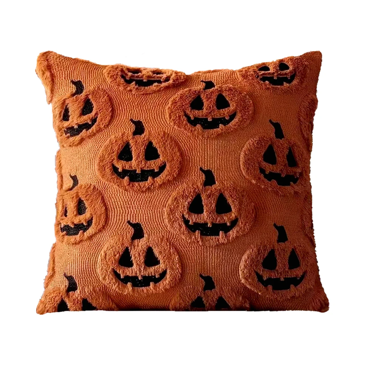 18x18 Inch Halloween Pillow Covers Set Of 2, Beige Ghost Pumpkin Skeleton Plush Faux… — image 6