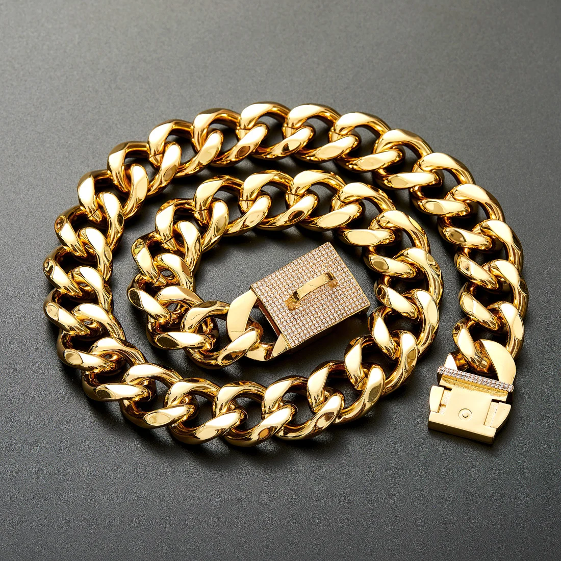 19mm Thick Medium-to-large Dog Collar Gold Color — image 3