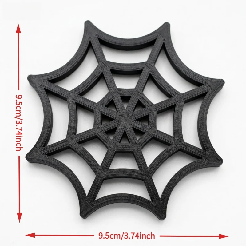 1pc Black Spider Web Cup Coasters, Halloween Gothic Drink Mat, 3D Printed Shape Coffee… — image 2