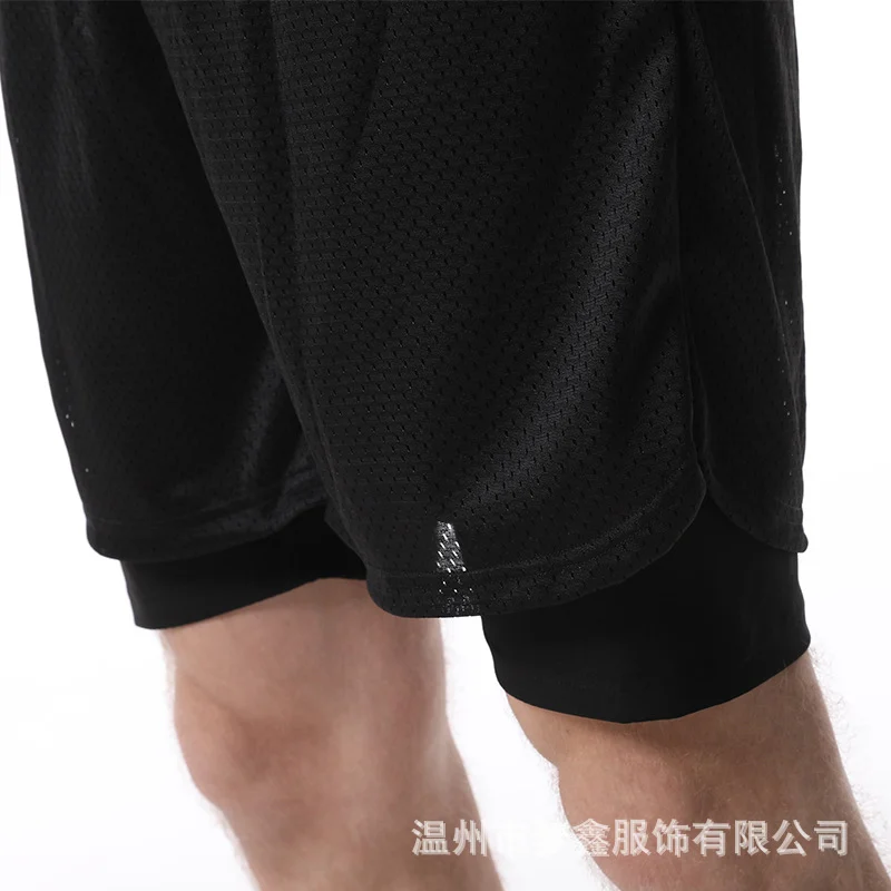2-in-1 Double-layer Men's Sweat Shorts Sauna Suit Bottoms Compression Training Gym… — image 2
