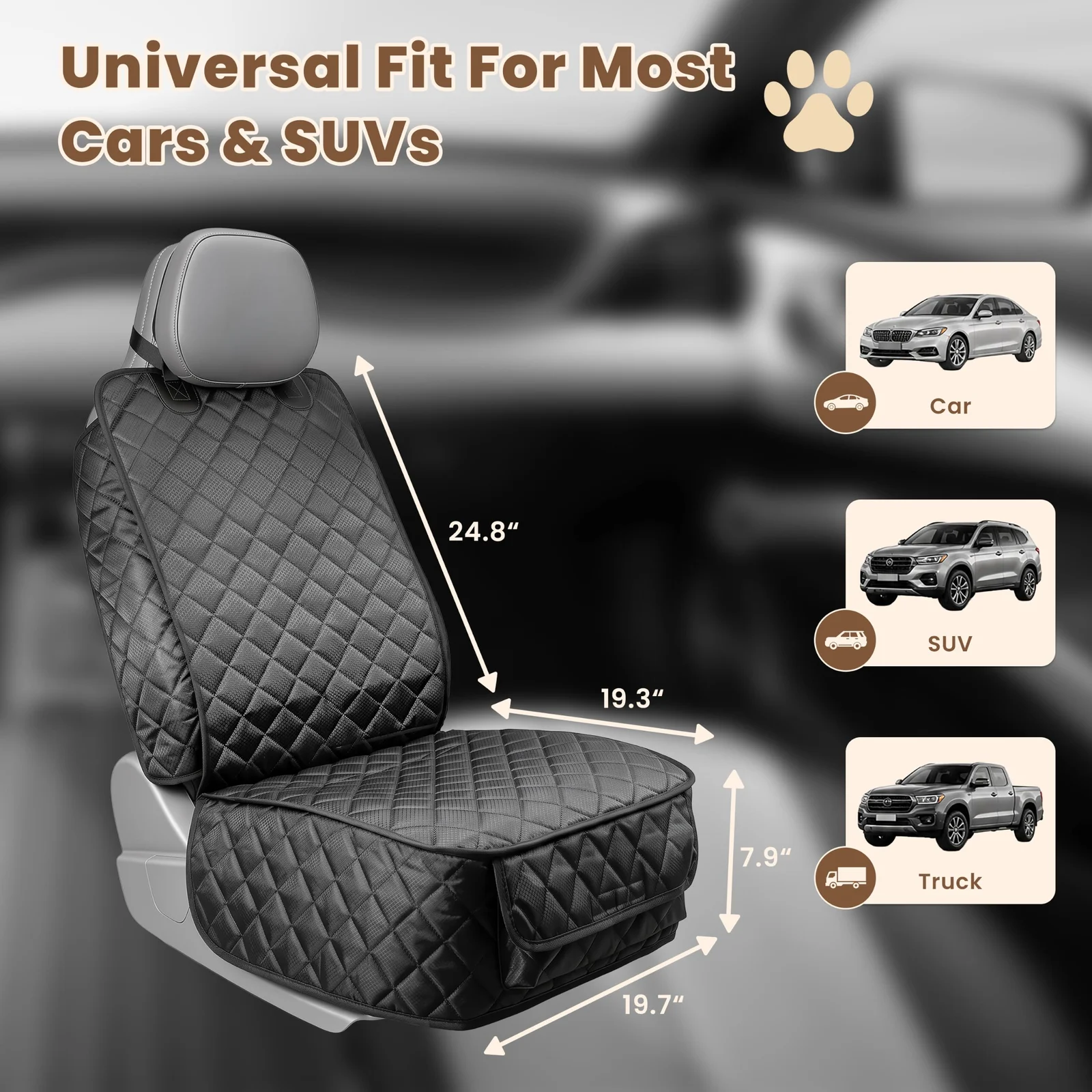 2 Pack Dog Car Seat Cover For Front Seat, Waterproof Protector 900D Tear-resistant… — image 4