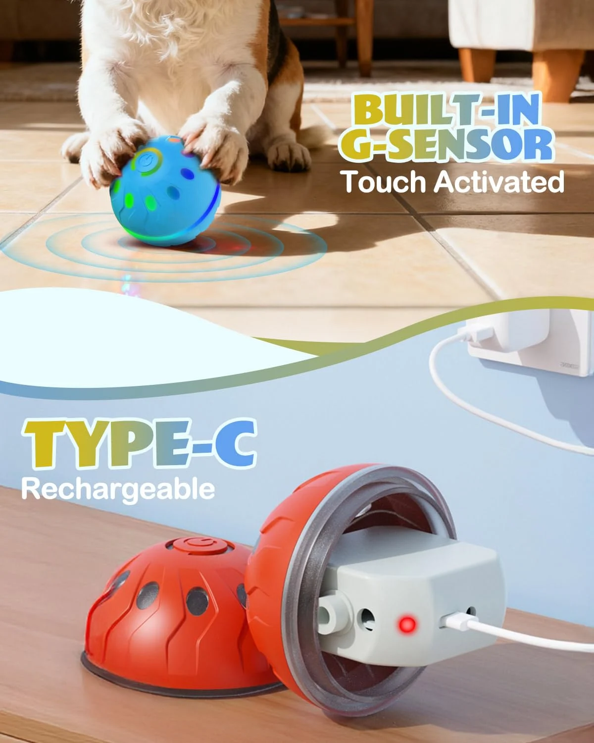 2 Pack Interactive Dog Toys With Lights, Bpa-free Automatic Balls, Modes, Rechargeable… — image 7