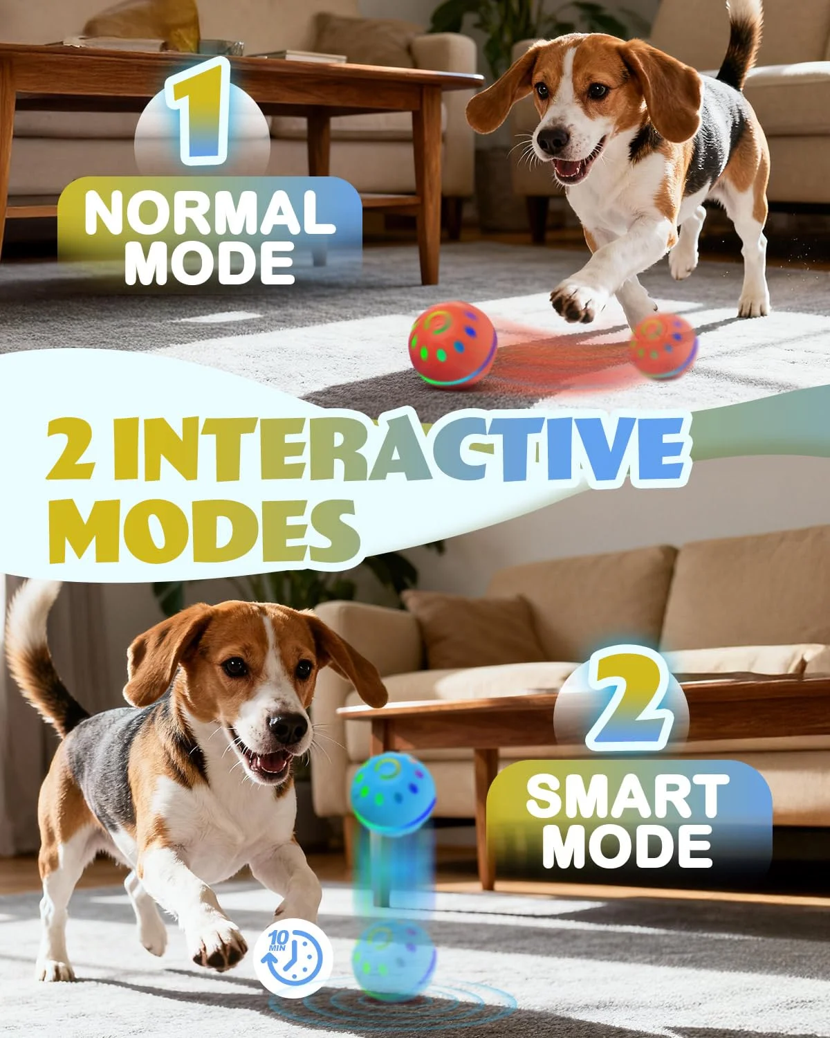 2 Pack Interactive Dog Toys With Lights, Bpa-free Automatic Balls, Modes, Rechargeable… — image 4