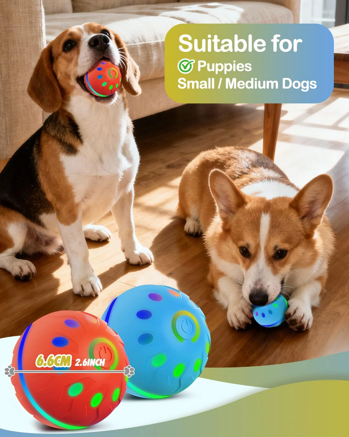 2 Pack Interactive Dog Toys With Lights, Bpa-free Automatic Balls, Modes, Rechargeable… — image 3