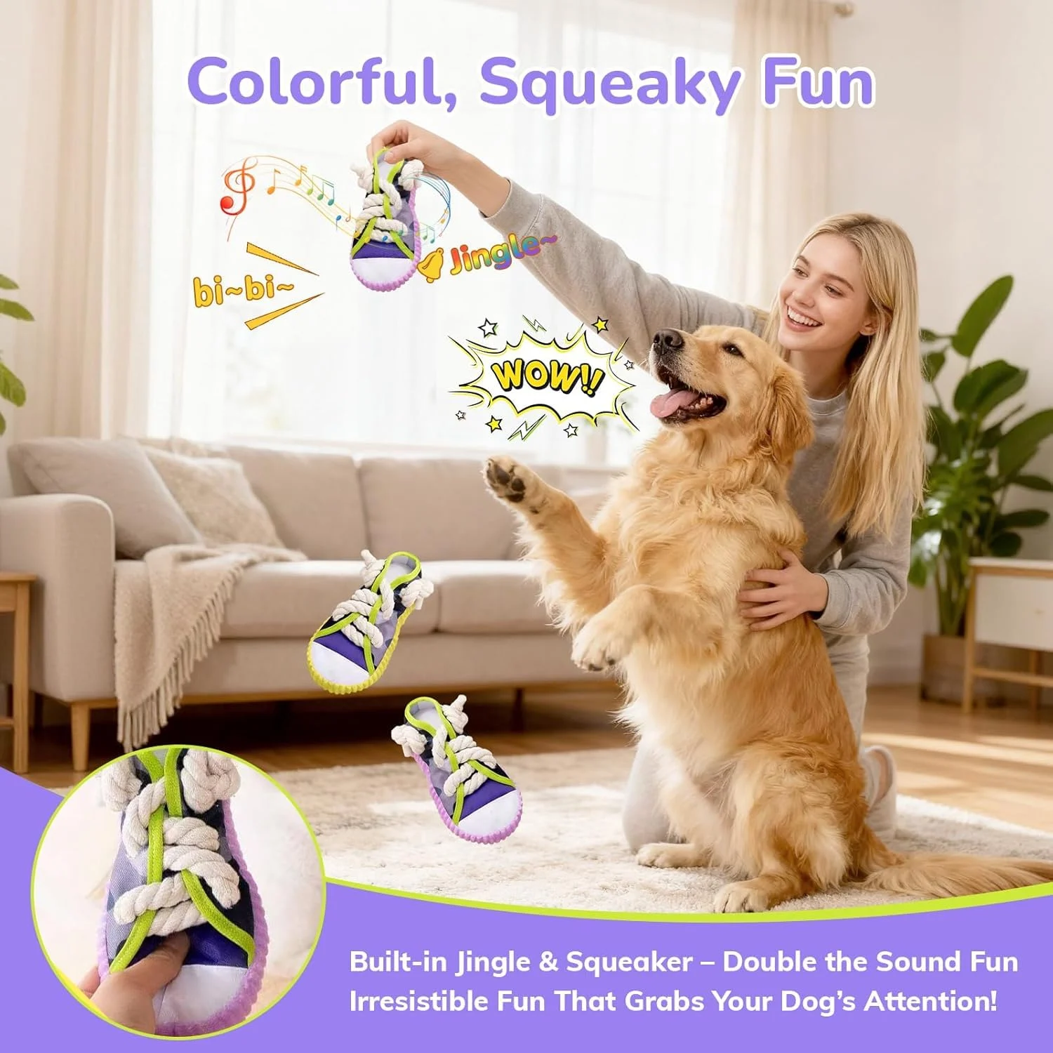 2 Pieces - Dog Chew Toys, Funny Puppy Teething Toys & Shoe Toy, Durable For Aggressive… — image 4