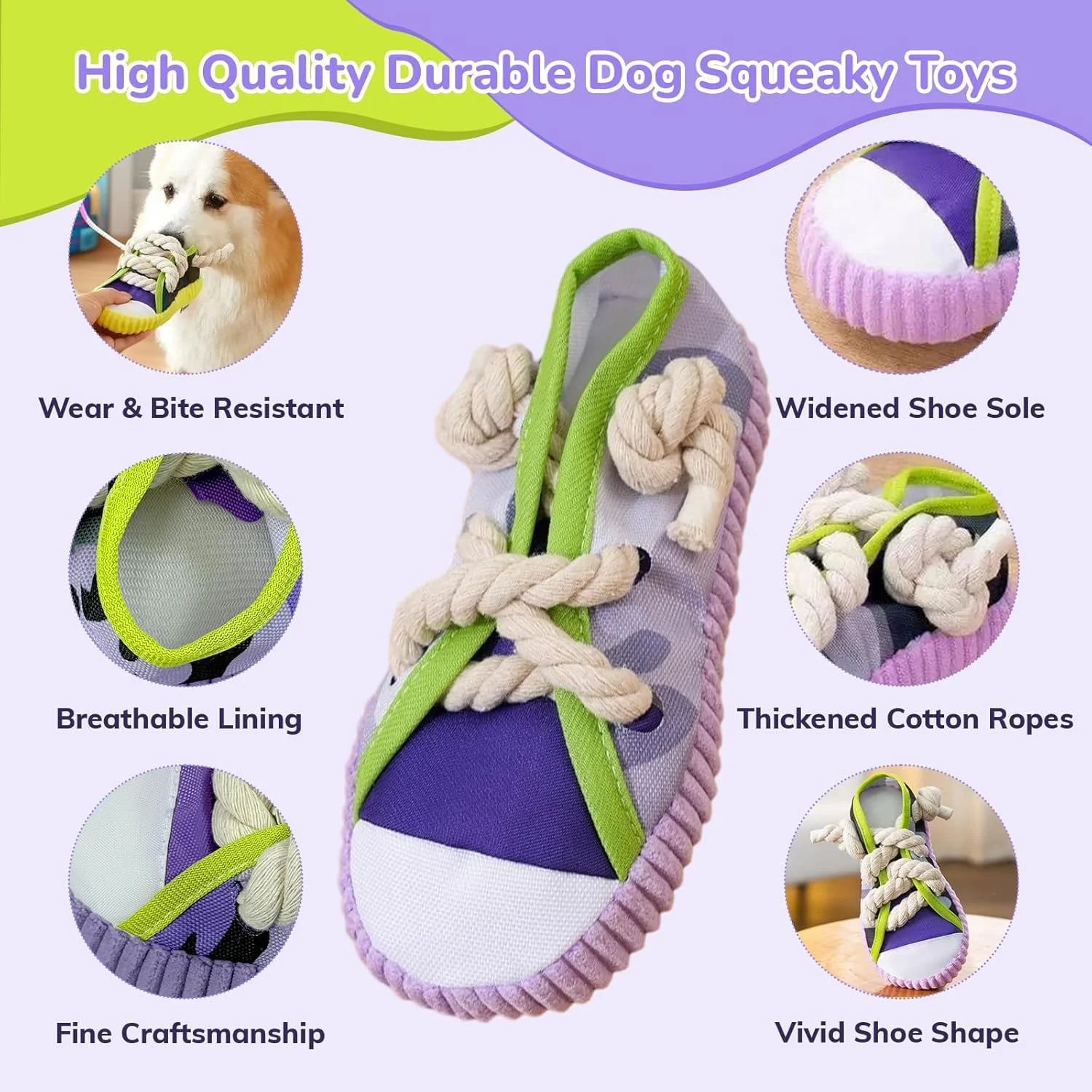 2 Pieces - Dog Chew Toys, Funny Puppy Teething Toys & Shoe Toy, Durable For Aggressive… — image 7