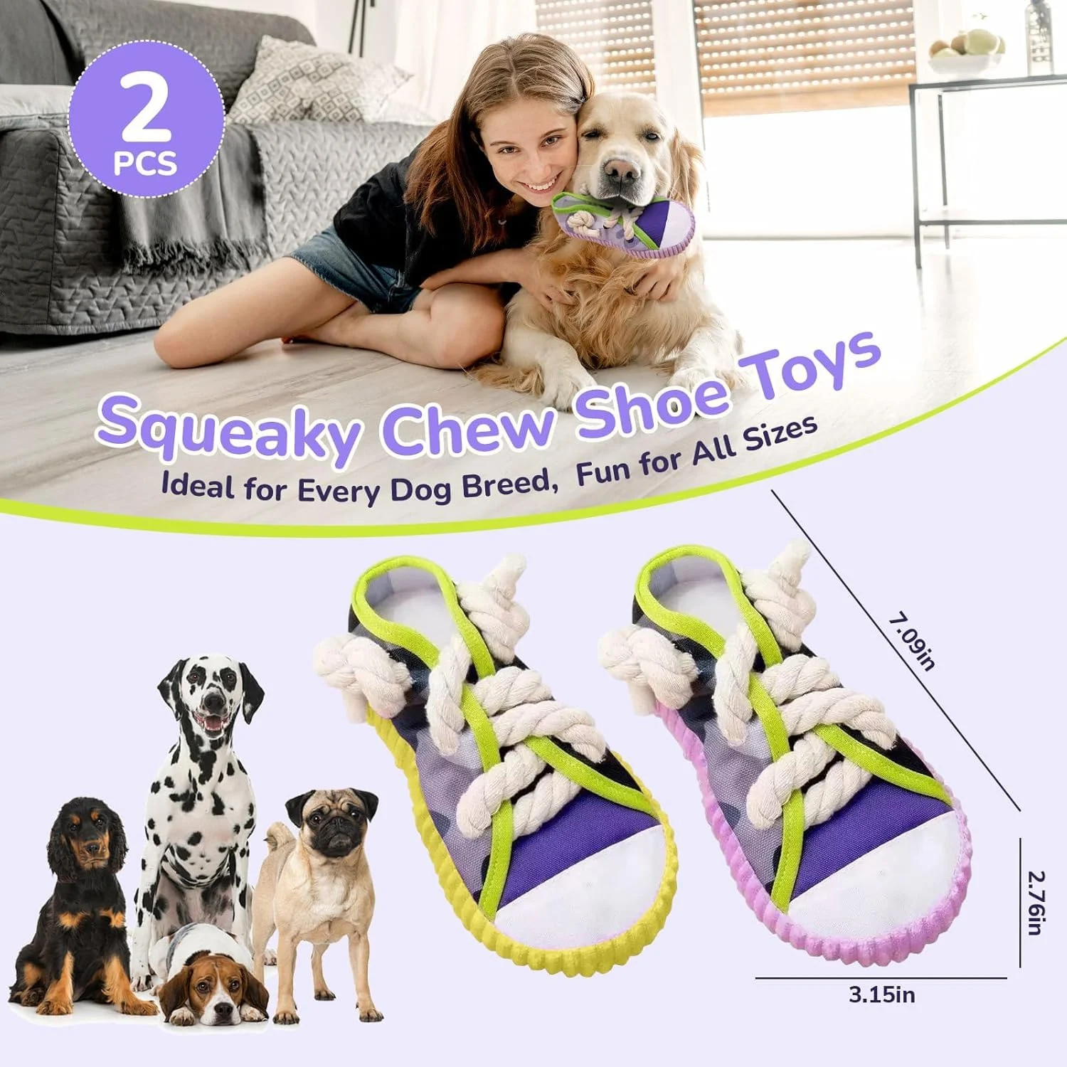 2 Pieces - Dog Chew Toys, Funny Puppy Teething Toys & Shoe Toy, Durable For Aggressive… — image 6