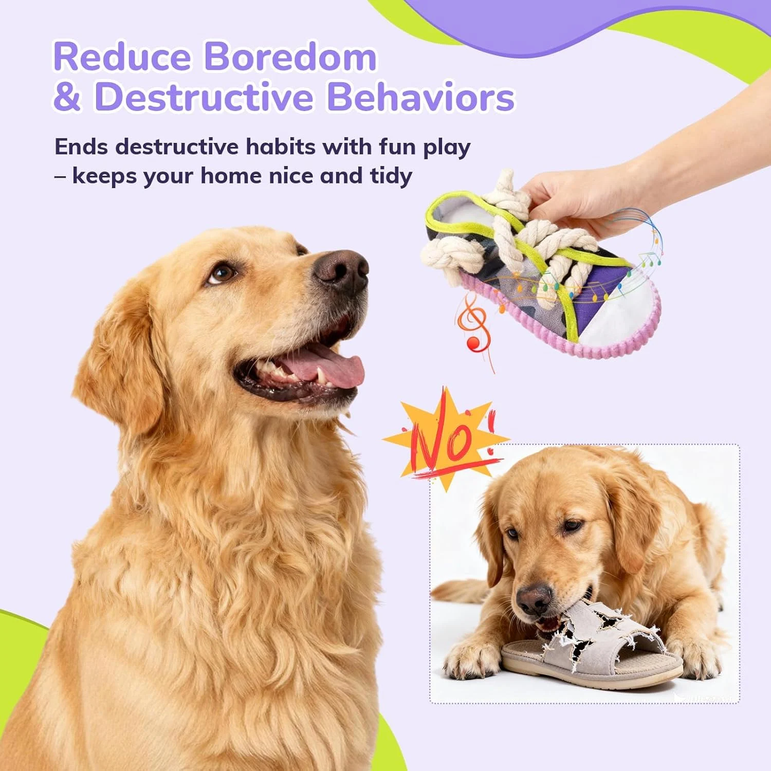 2 Pieces - Dog Chew Toys, Funny Puppy Teething Toys & Shoe Toy, Durable For Aggressive… — image 5