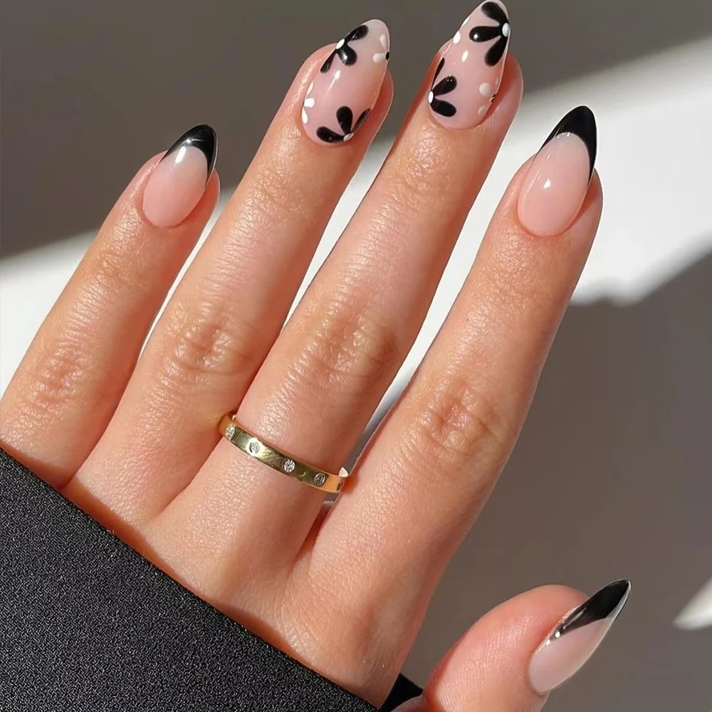 24-piece Set Of Wearable Nail Tips With Flower Designs, Removable Manicure Extensions — image 3