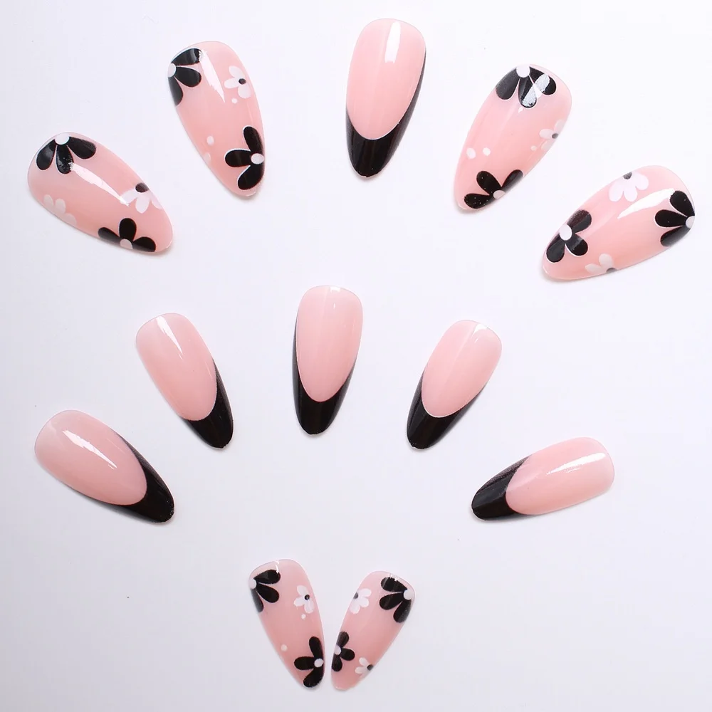 24-piece Set Of Wearable Nail Tips With Flower Designs, Removable Manicure Extensions — image 4