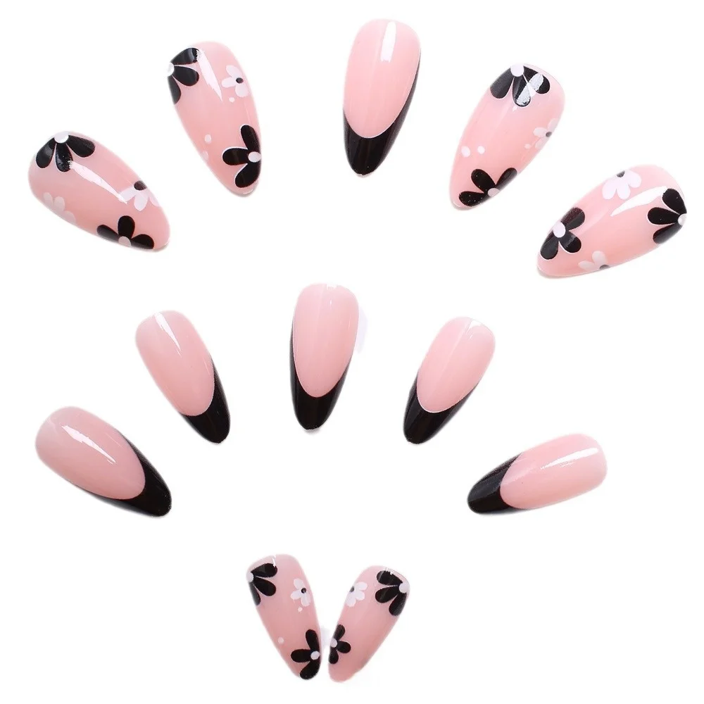 24-piece Set Of Wearable Nail Tips With Flower Designs, Removable Manicure Extensions — image 5