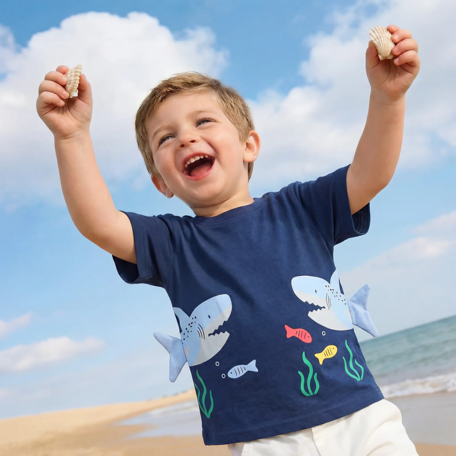 26 New Summer Style Boys' Short-sleeved T-shirts, Fashionable Shark Print Kidsren's… — image 9
