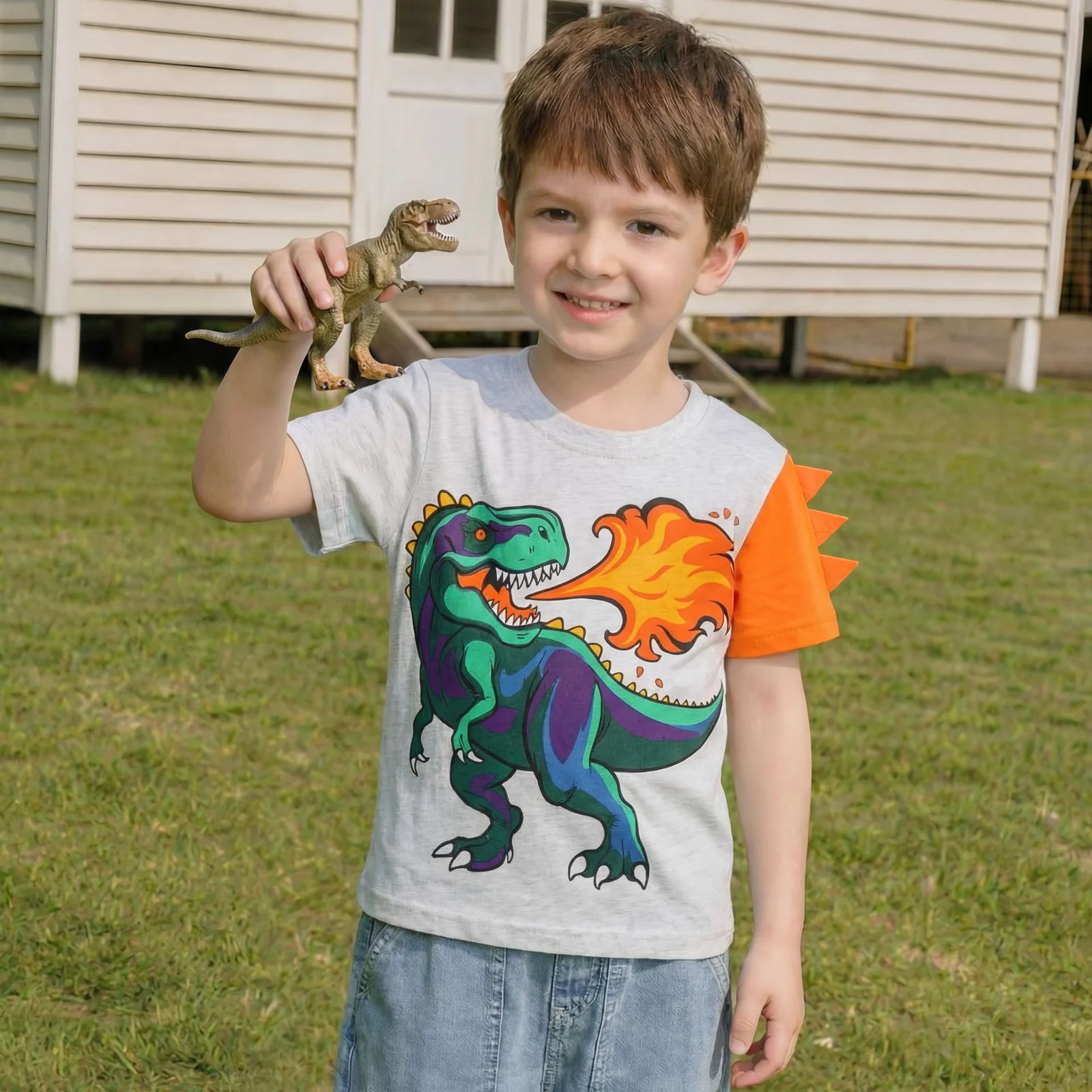 26 New Summer Style Boys' Short-sleeved T-shirts, Fashionable Shark Print Kidsren's… — image 5