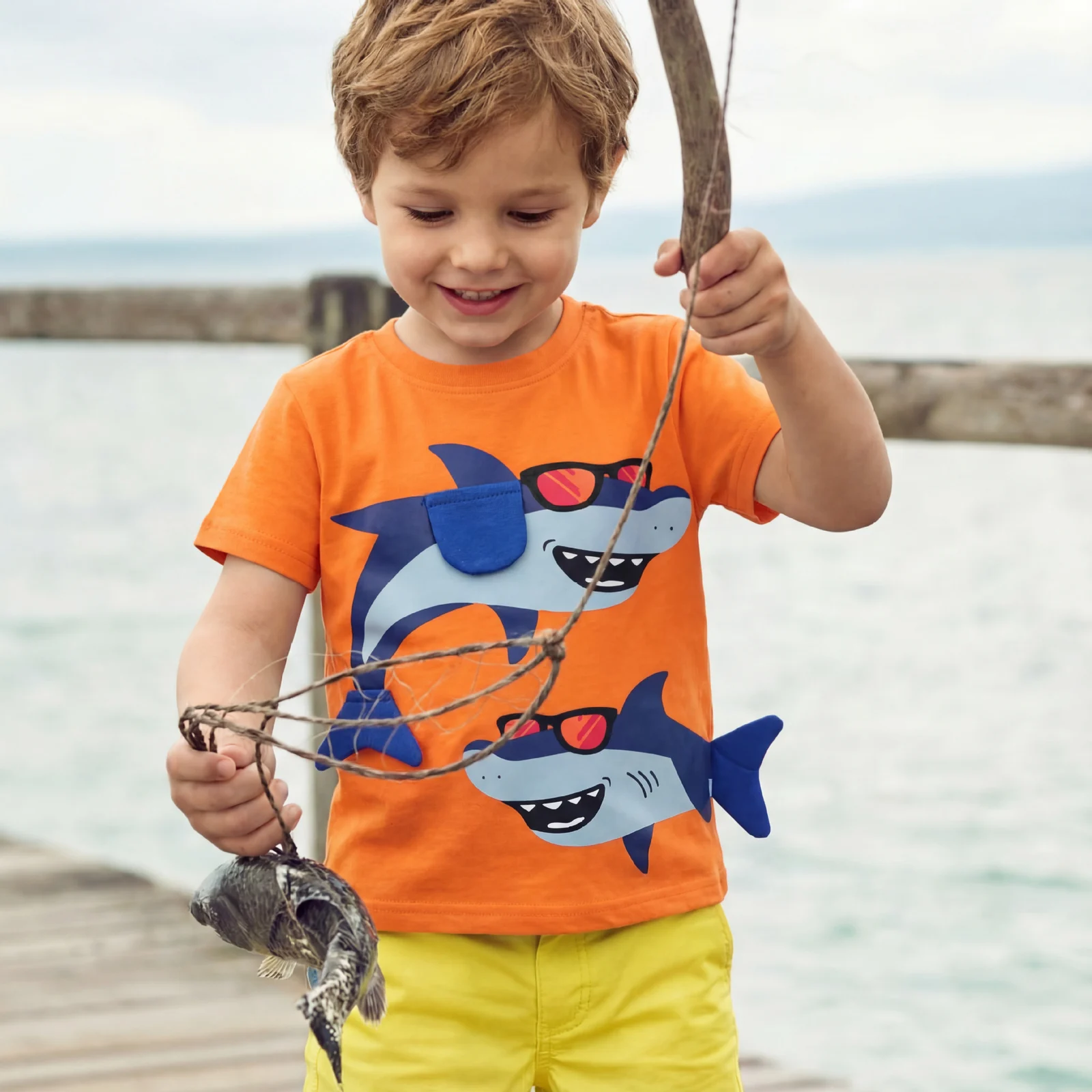 26 New Summer Style Boys' Short-sleeved T-shirts, Fashionable Shark Print Kidsren's… — image 7