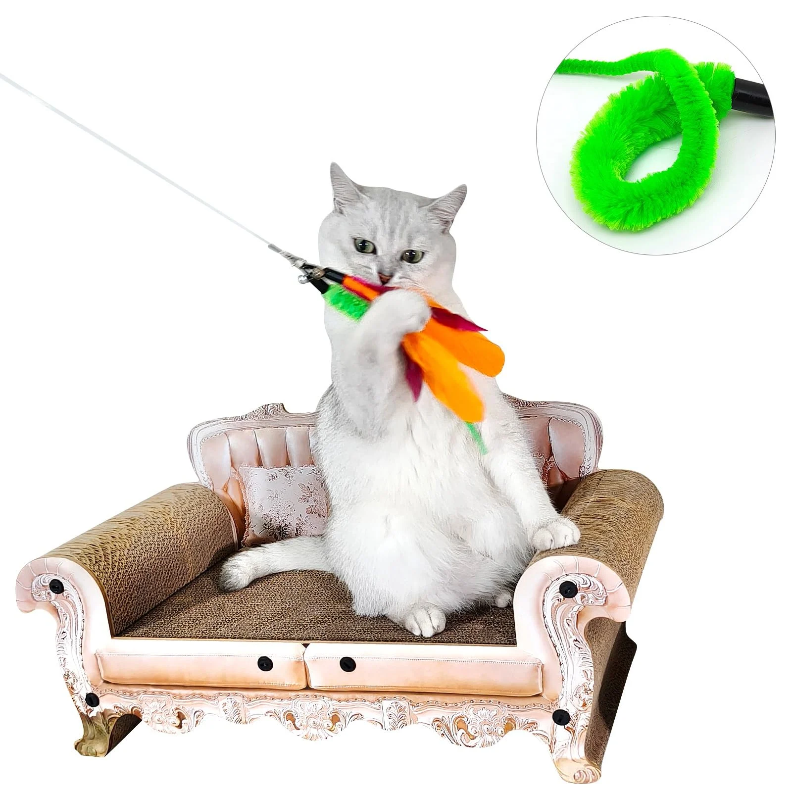 2PCS Retractable Cat Teaser Wands & 9PCS Feather Refills Toy Set Dual-size Telescopic… — image 4