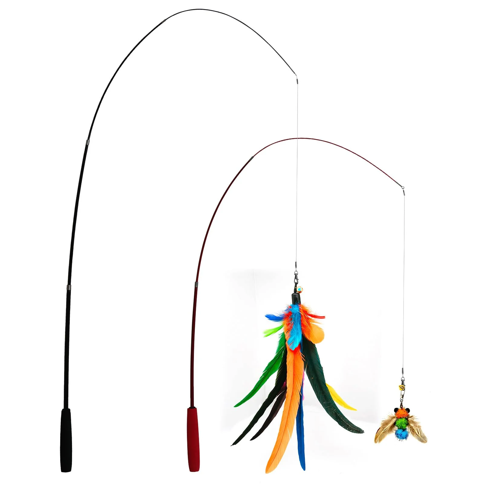 2PCS Retractable Cat Teaser Wands & 9PCS Feather Refills Toy Set Dual-size Telescopic… — image 5