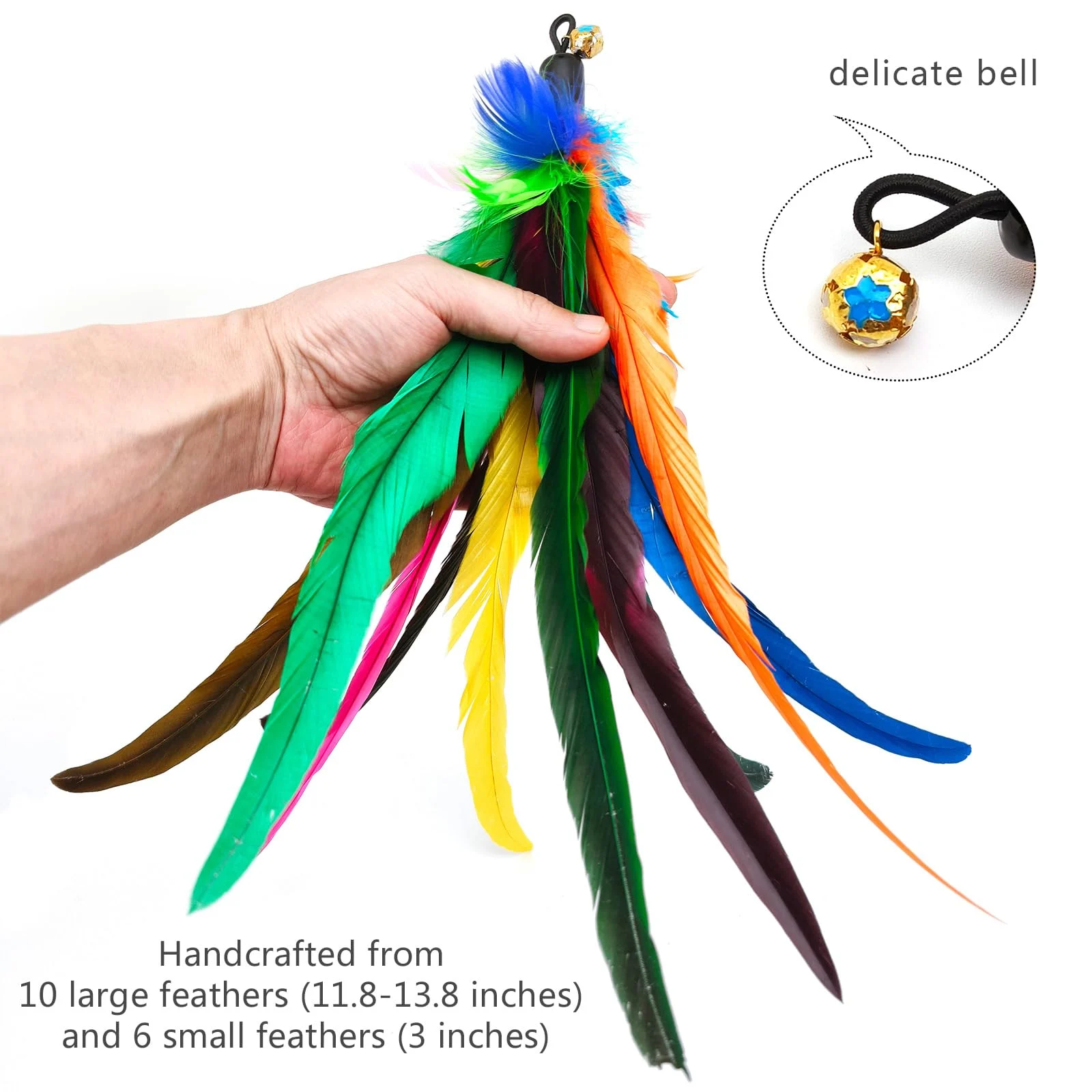 2PCS Retractable Cat Teaser Wands & 9PCS Feather Refills Toy Set Dual-size Telescopic… — image 7