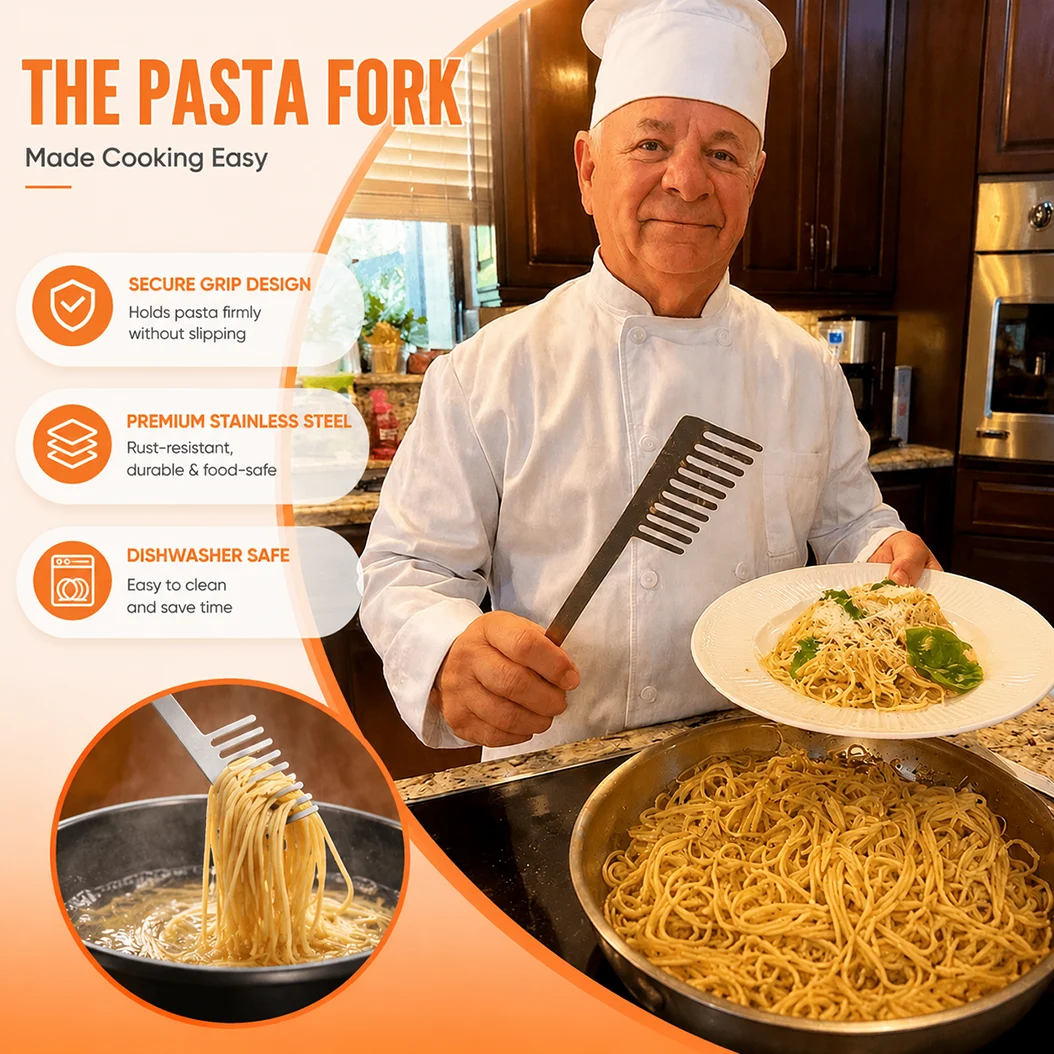 304 Stainless Steel Pasta Fork Spaghetti Server Food Safe Rust Resistant Noodle Spoon… — image 2