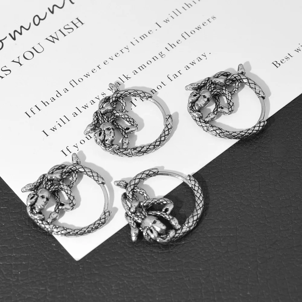 316 Stainless Steel Non-fading Skull And Snake-head Earrings — image 3