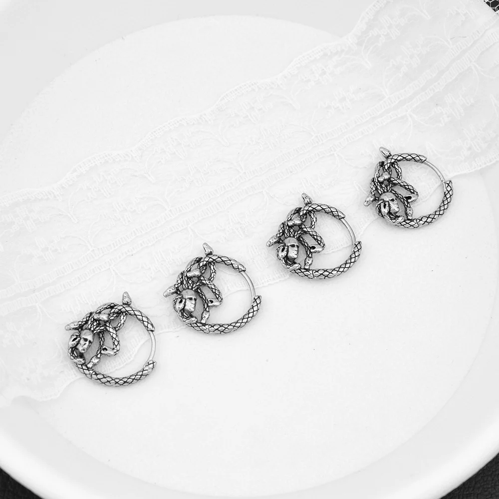 316 Stainless Steel Non-fading Skull And Snake-head Earrings — image 5