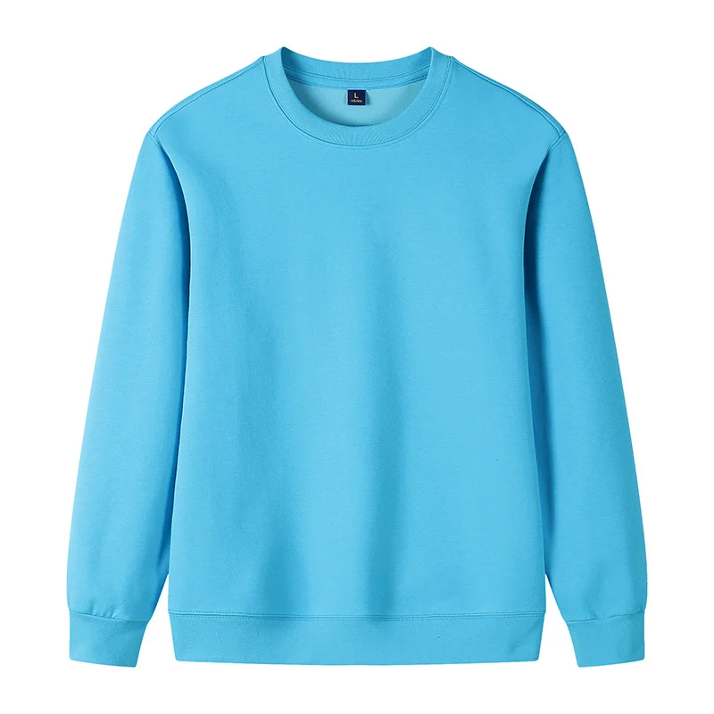 320g Straight Shoulder Pure Cotton Autumn Long Sleeve Round Neck Solid Color… — image 8