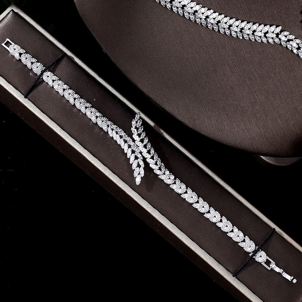 3A Zircon Jewelry Micro Set Full Crystal Necklace And Earrings 4 Piece For Weddings… — image 5