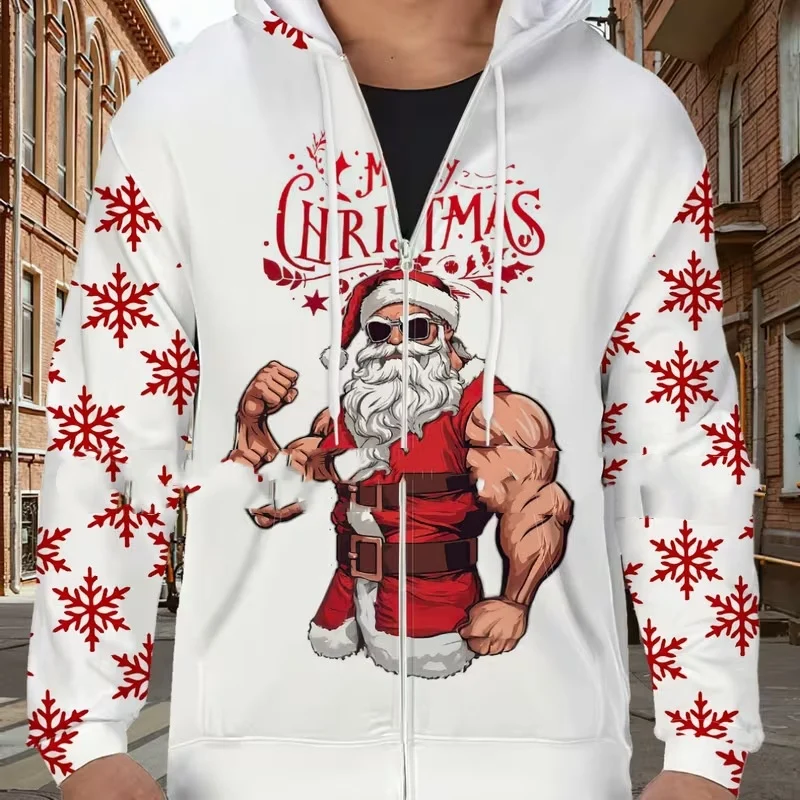 3D Digital-print Christmas-themed Hooded Casual Jacket — image 5