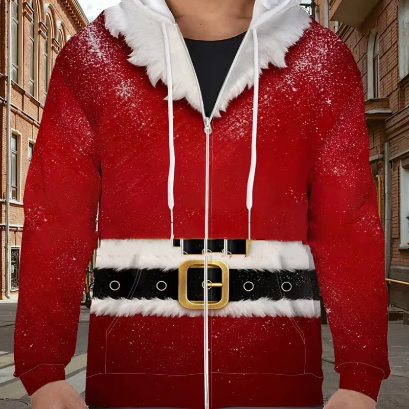 3D Digital-print Christmas-themed Hooded Casual Jacket — image 2