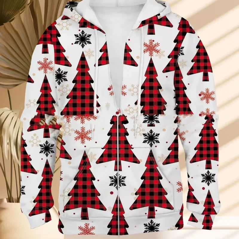 3D Digital-print Christmas-themed Hooded Casual Jacket — image 3