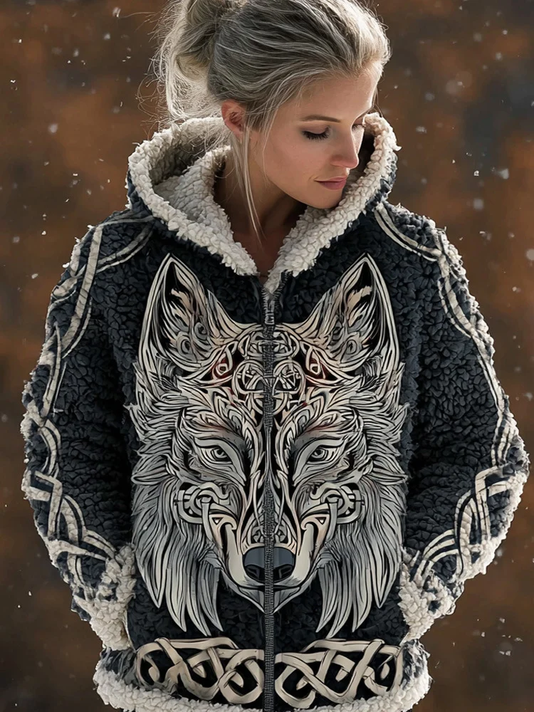 3D Digital Print Fashionable Retro New Zip-up Hoodie For Fallwinter — image 9