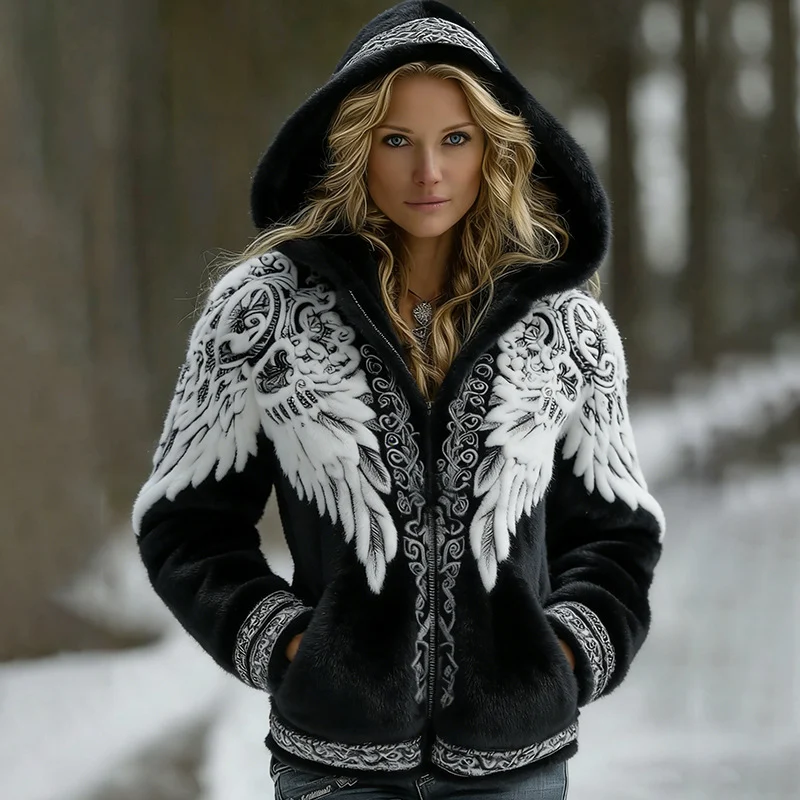 3D Digital Print Fashionable Retro New Zip-up Hoodie For Fallwinter — image 3
