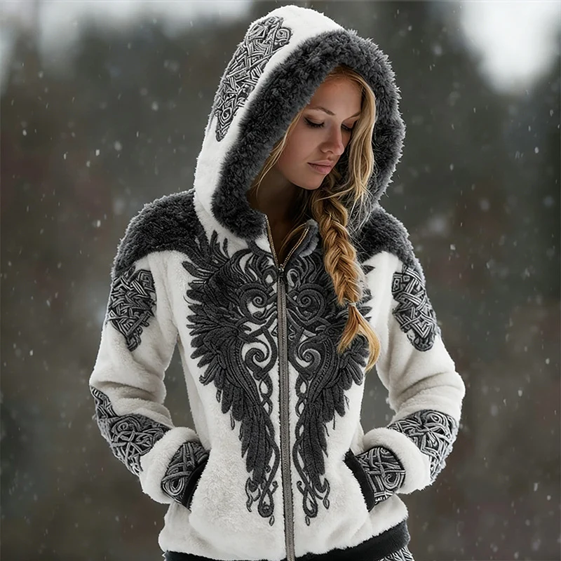 3D Digital Print Fashionable Retro New Zip-up Hoodie For Fallwinter — image 2