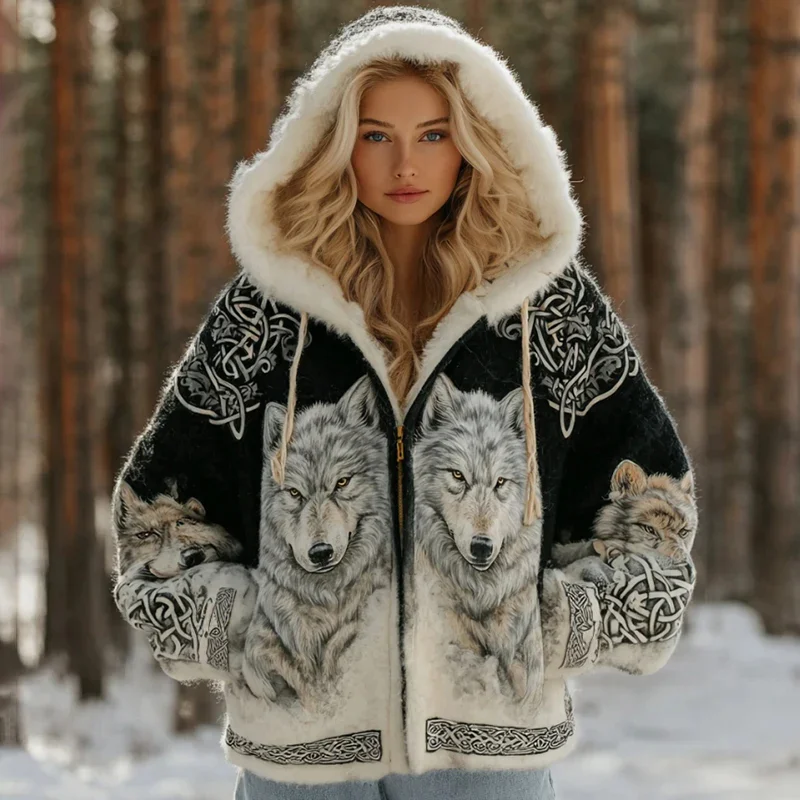 3D Digital Print Fashionable Retro New Zip-up Hoodie For Fallwinter — image 6