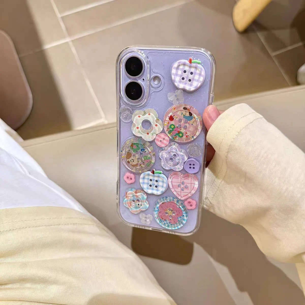 3D Epoxy Flower Button Phone Case — image 3