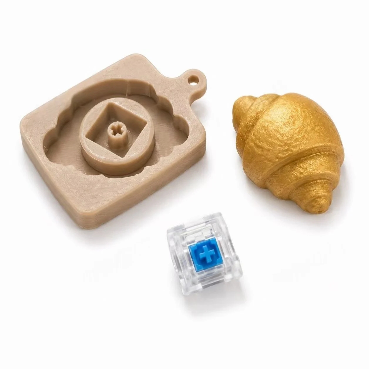 3D Printed Croissant Fidget Clicker, Desktop Press Clicker With Base, Cute Bread Desk… — image 2