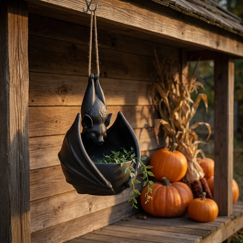 3d-printed Hanging Bat Plant Pot Flower Pot, Potted Halloween Decorative Item — image 4