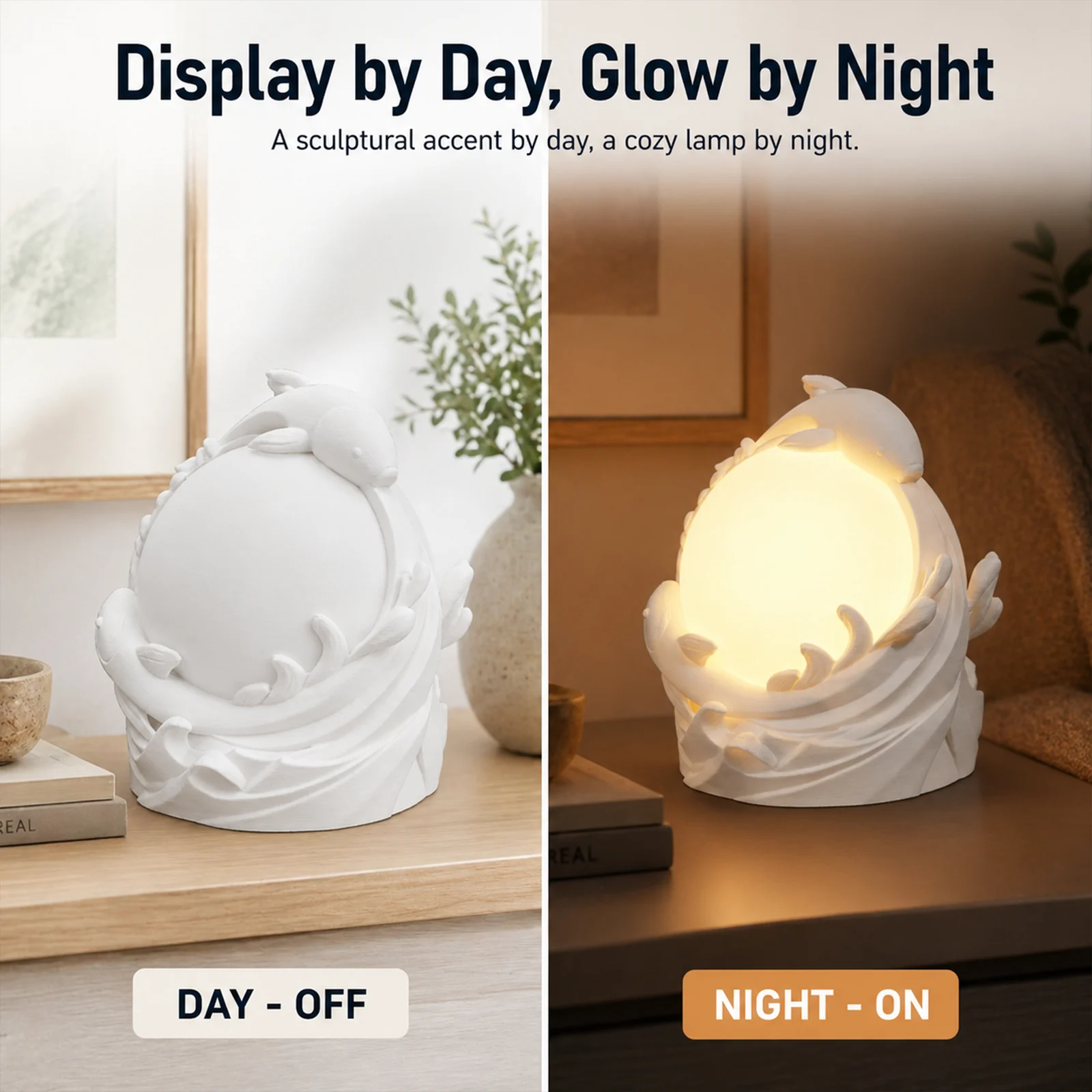 3D Printed Koi Fish Ambient Table Lamp, Warm Glow Sculptural Night Light, Nature… — image 8