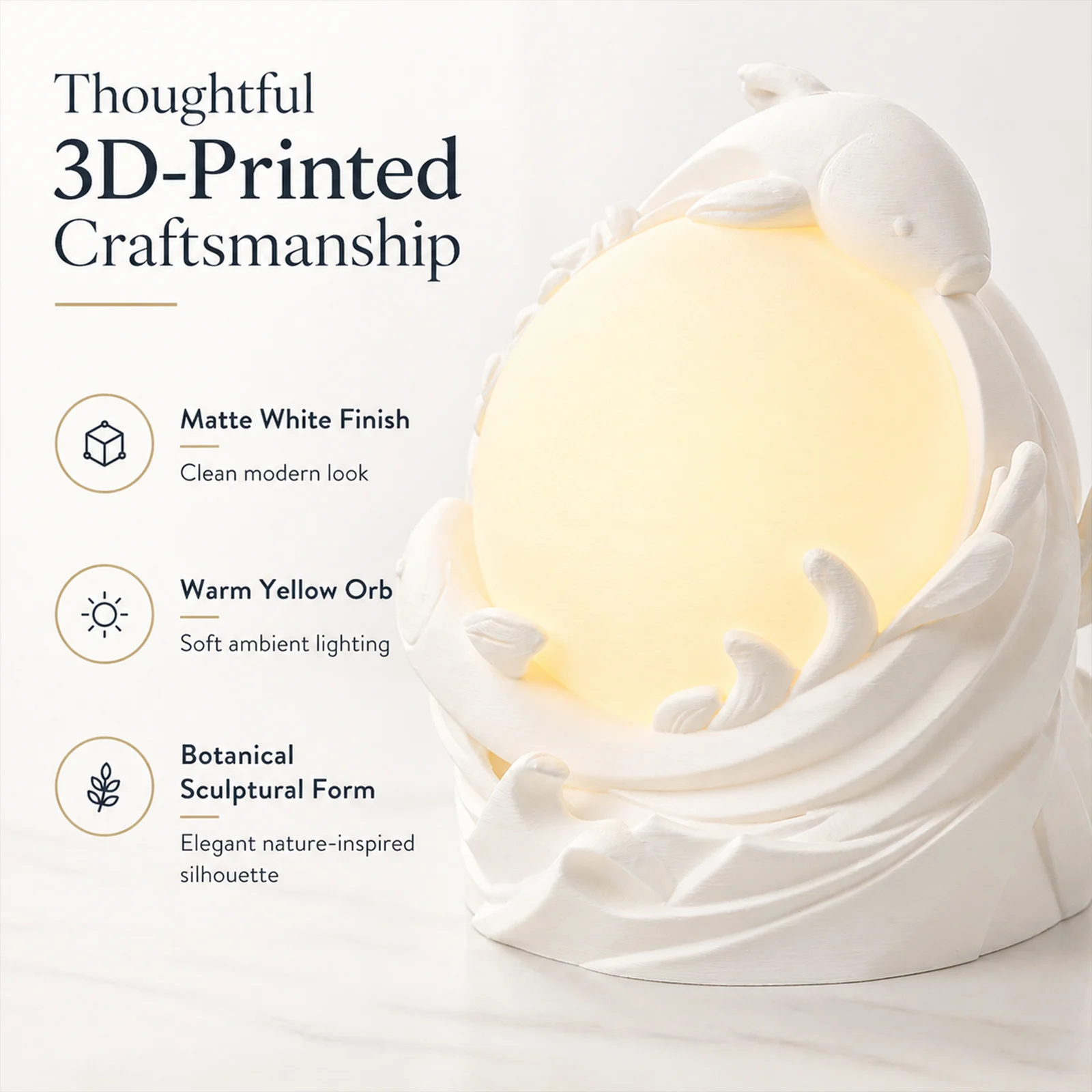 3D Printed Koi Fish Ambient Table Lamp, Warm Glow Sculptural Night Light, Nature… — image 3