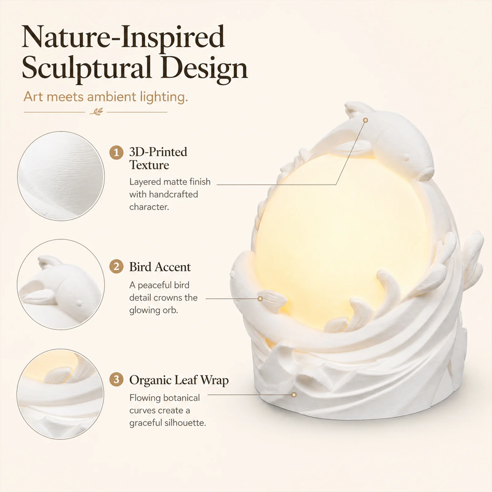 3D Printed Koi Fish Ambient Table Lamp, Warm Glow Sculptural Night Light, Nature… — image 2