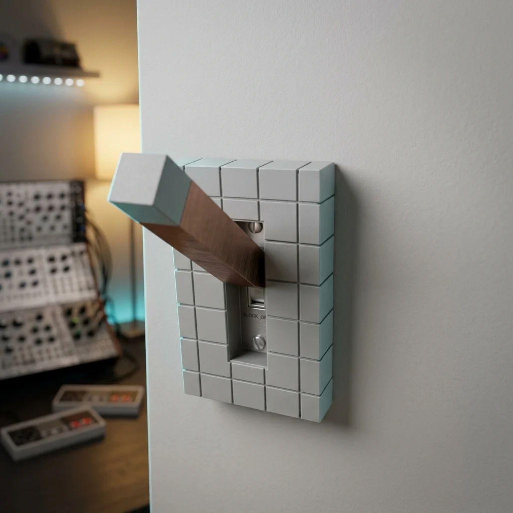 3D Printed Pixel Wall Plate, Creative Block Style Toggle Cover, Retro Game Inspired… — image 5