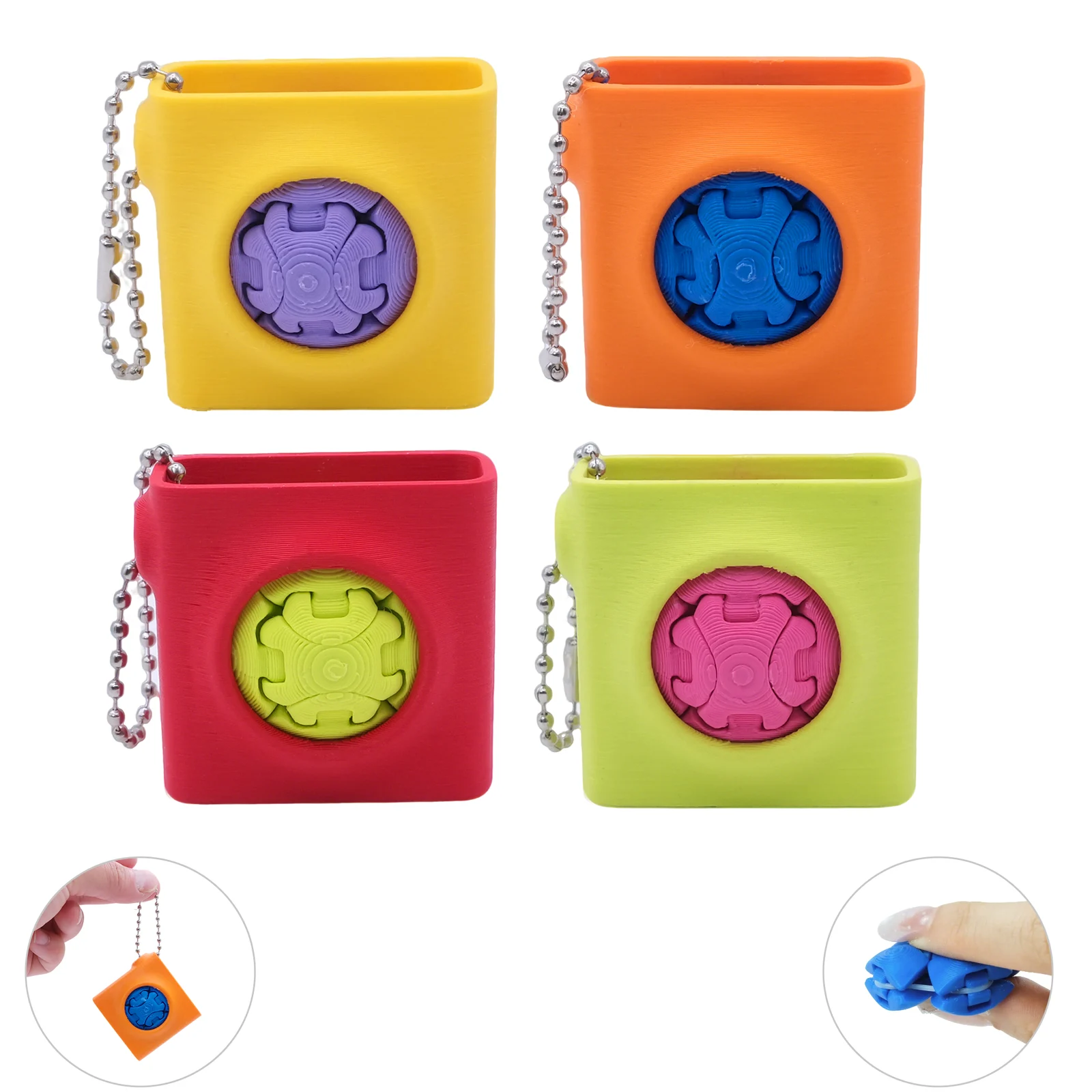 3D Printed Pocket Fidget Squeeze Toy With Protective Shell And Ball Chain, Portable… — image 4