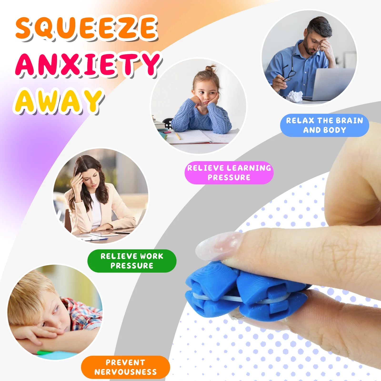 3D Printed Pocket Fidget Squeeze Toy With Protective Shell And Ball Chain, Portable… — image 3